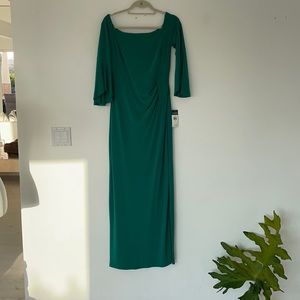 Lauren by Ralph Lauren green column evening gown.